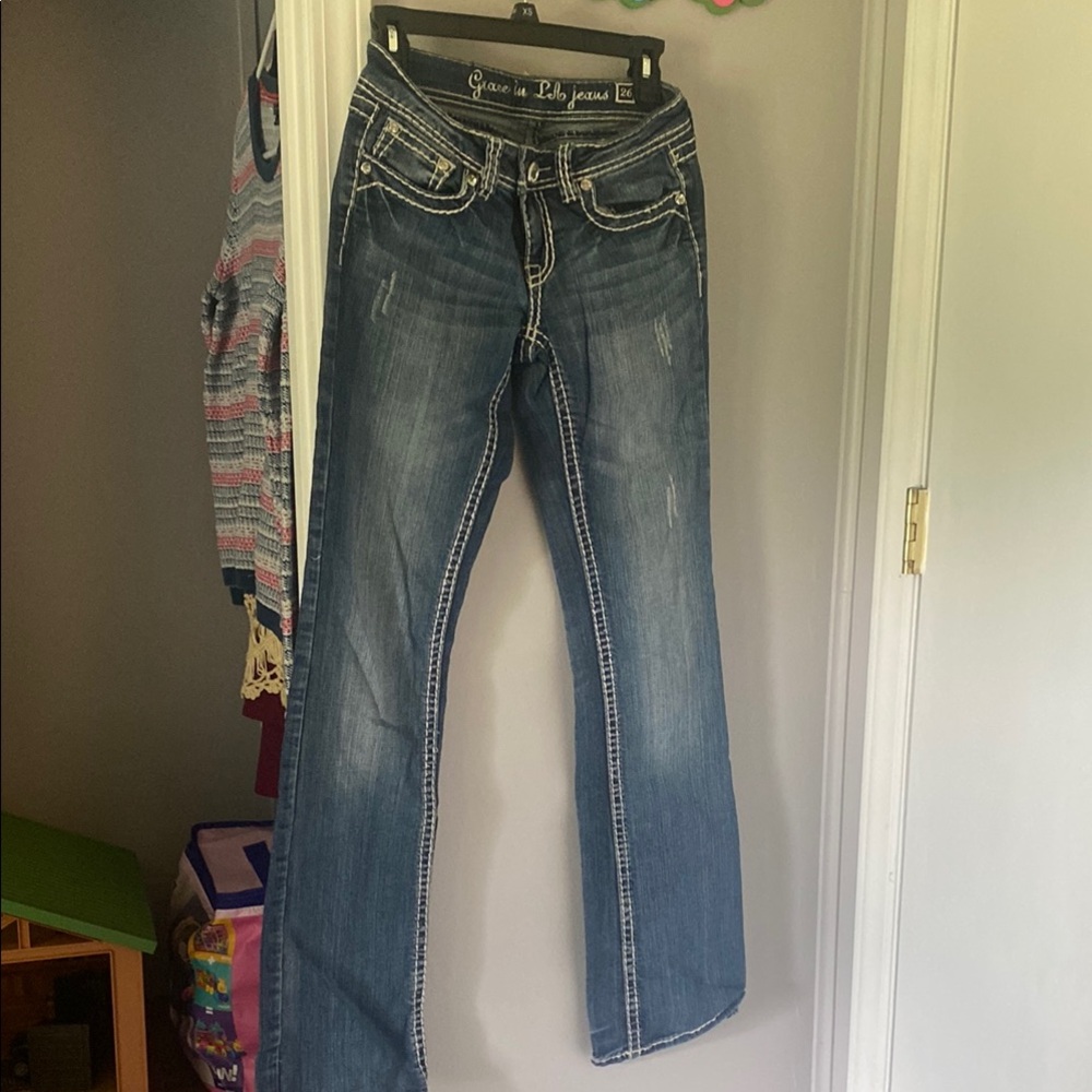 Grace in LA Dark Blue Boot Cut Jeans